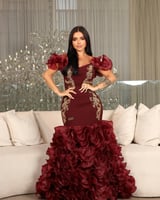 فستان سهره طويل مكرمش