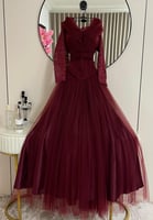 فستان سهره تل ناعم باكمام دانتيل