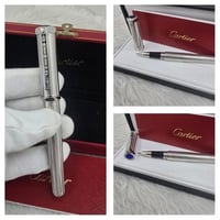 قلم كارتير سانتوس فضي مع كلاسيك نقش فص ازرق