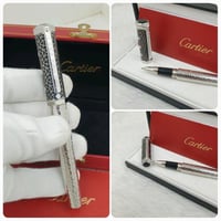 قلم كارتير سانتوس فضي مع اسود نقش اسلامي فص اسود