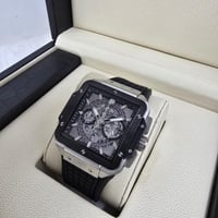 ساعه هبلت اسبورت رجالي اسود مع فضي