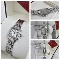 ساعة بانتير دو كارتييه فضي مينا ابيض كرستال