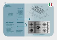 VENICE موقد غاز 90 سم 5 شعلة - شبك خفیف - شعلة ثلا...