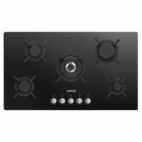 VENICE موقد غاز 90 سم زجاج أسود 5 شعلة شبك ثقیل من...