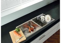 مجلى حوضين استيل بتقنية النانو بدون فتحة خلاط