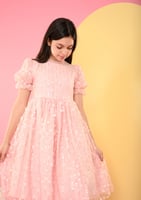 فستان اطفال وردي مطرز