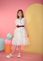 فستان اطفال مشجر بحزام