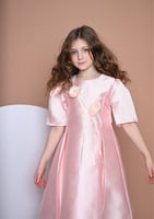 فستان اطفال وردي سادة