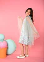 فستان اطفال مطرز فيروزي