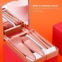 فرش مكياج مع مرآة سهلة التنقل لون بني من drob beau...