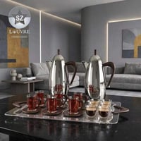 طقم بكج 21 قطعة نيكل لامع يد خشبي