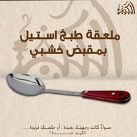 ملعقة طبخ استيل بمقبض خشبي