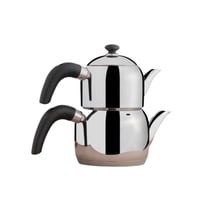 طقم إبريق شاي تركي مزدوج من الفولاذ المقاوم للصدأ