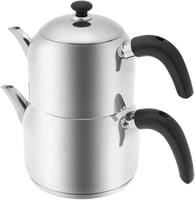 طقم إبريق شاي تركي مزدوج من الفولاذ المقاوم للصدأ