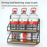 رفوف جدارية مصنوعة من مزيج من الخشب والشبك المعدني...