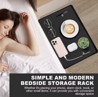 رفّ جانبي للسرير، خالٍ من الثقوب، مصمم لتخزين مريح...