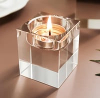 مجموعة حوامل شموع زجاجية من الأكريليك الشفاف بتصمي...