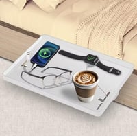 رفّ جانبي للسرير، خالٍ من الثقوب، مصمم لتخزين مريح...