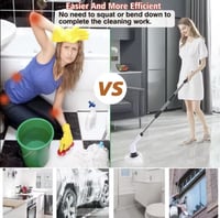 مجموعة فرشاة تنظيف كهربائية مزودة بفرشاة يدوية لاس...