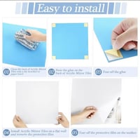 4 قطع من مرآة حائط مستطيلة الشكل بطول كامل، بتصميم...