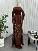 فستان سهره اللون بني طويل