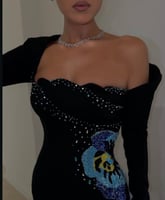 فستان سهر انيق بلون اسود بورده