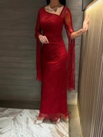 فستان ا احمر انيق وراقي