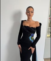 فستان سهر انيق بلون اسود بورده