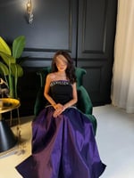 فستان سهره أسود بنفسجي