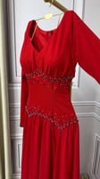 فستان احمر تطريز يدوي