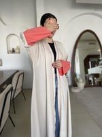 نص كلوش كتان مع اكمام قطن باللون prach