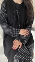 عباية كلوش مع ربطة من الشيفون المنقط(polka dots)
