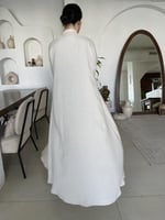 نص كلوش كتان مع اكمام قطن باللون prach