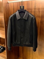 Bottega Veneta Black Woven Leather Jacket