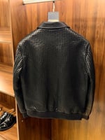 Bottega Veneta Black Woven Leather Jacket