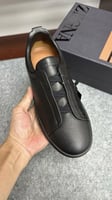 Zegna Black Pebbled Leather Sneakers