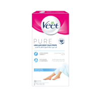 شرائح شمع فيت بيور للساقين والجسم الحساسة - 20 شري...