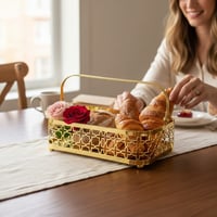 صينية حديد مستطيل ذهبي بشيال