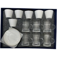 طقم بيالات وفناجيل مذهبة ١٨ قطعة ل٦ أشخاص