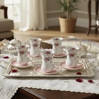 طقم بيالات شاي بورسلان عدد ٦