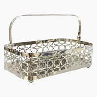 صينية مستطيل فضي بشيال