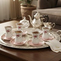 طقم بيالات شاي بورسلان عدد ٦