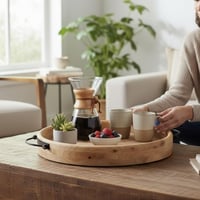 صينية دائري خشب ريفي