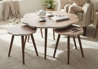 طقم طاولات خشب 5 حبة بني