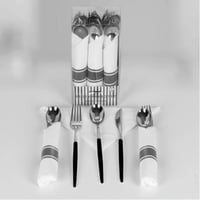 طقم ضيافة بلاستك فضي ل 6 أشخاص