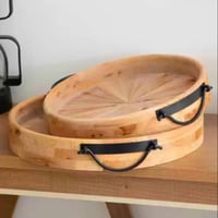صينية دائري خشب ريفي