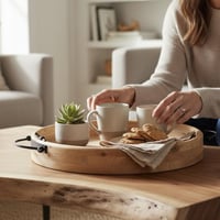 صينية دائري خشب ريفي