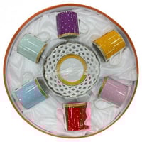 طقم كوب كوفي بورسلان ملون