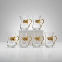 طقم بيالات ذهبي زجاج 6 حبة