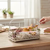 صينية مستطيل فضي بشيال